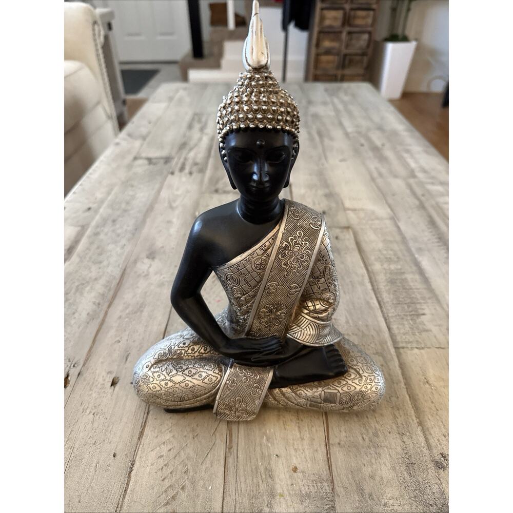 Budda Figurine Decorative Statue Seated Diety Hindu Yoga Man Namaste - 8 1/4"